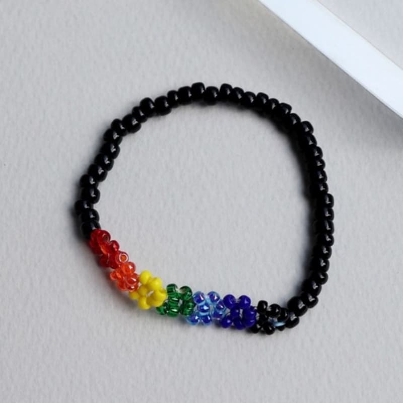 BONBEAU Rainbow Color Flower Beads Bracelet