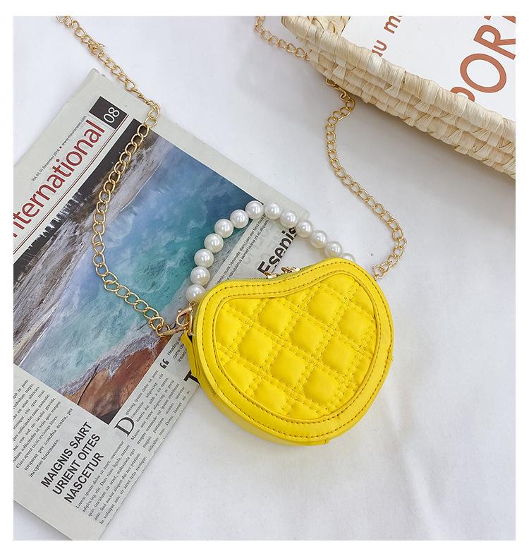 Cute Children's Heart-shaped Crossbody Bags Pearl Handle Girls Mini Shoulder Messenger Bag Princess Wallet Coin Purse Handbags