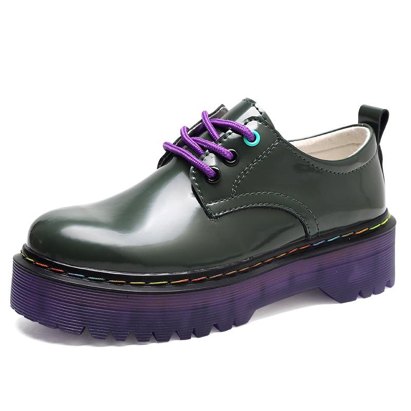 2025 autumn and winter new women's platform small leather shoes Korean version casual retro fashion lace-up loafers