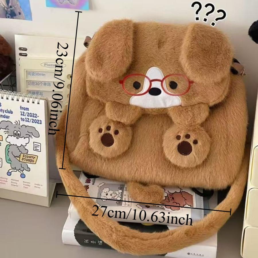 Lieblicher Hunde Plüschrucksack Niedlicher Welpe Cartoon Anime Plüschhandtasche Kawaii Tiere Studenten Schultasche Geburtstagsgeschenk