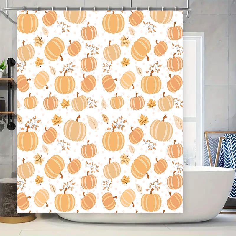 

Vibrant Autumn Pumpkin Shower Curtain: Warm Fall-Themed Bathroom Decor For Home Kitchen, Perfect Gift For Thanksgiving Or Hallow W60H190(CM)-1 Pcs