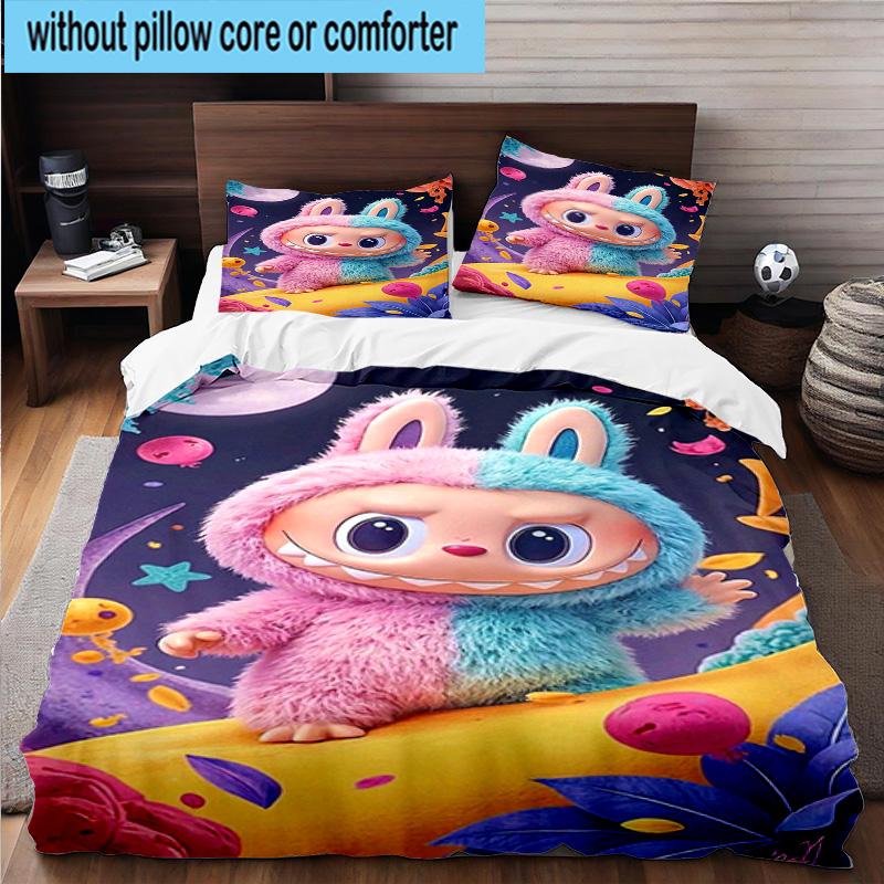 3PCS Labu-bu Friends Adventure 3pcs Bedding,Including 3PCS Duvet Cover And 2pcs Pillowcases Perfect for Christmas,Ideal for Bedroom, Dormitory