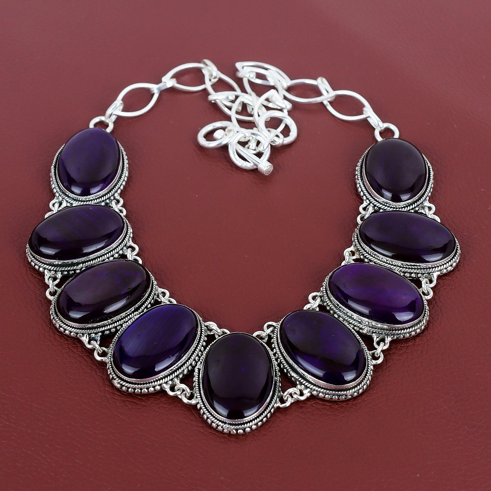 

Purple Fire Labradorite Gemstone Necklace Handmade Vintage Jewelry 925 Sterling Silver Necklace Adjustable Chain Necklace Anniversary Gifts Adjustable