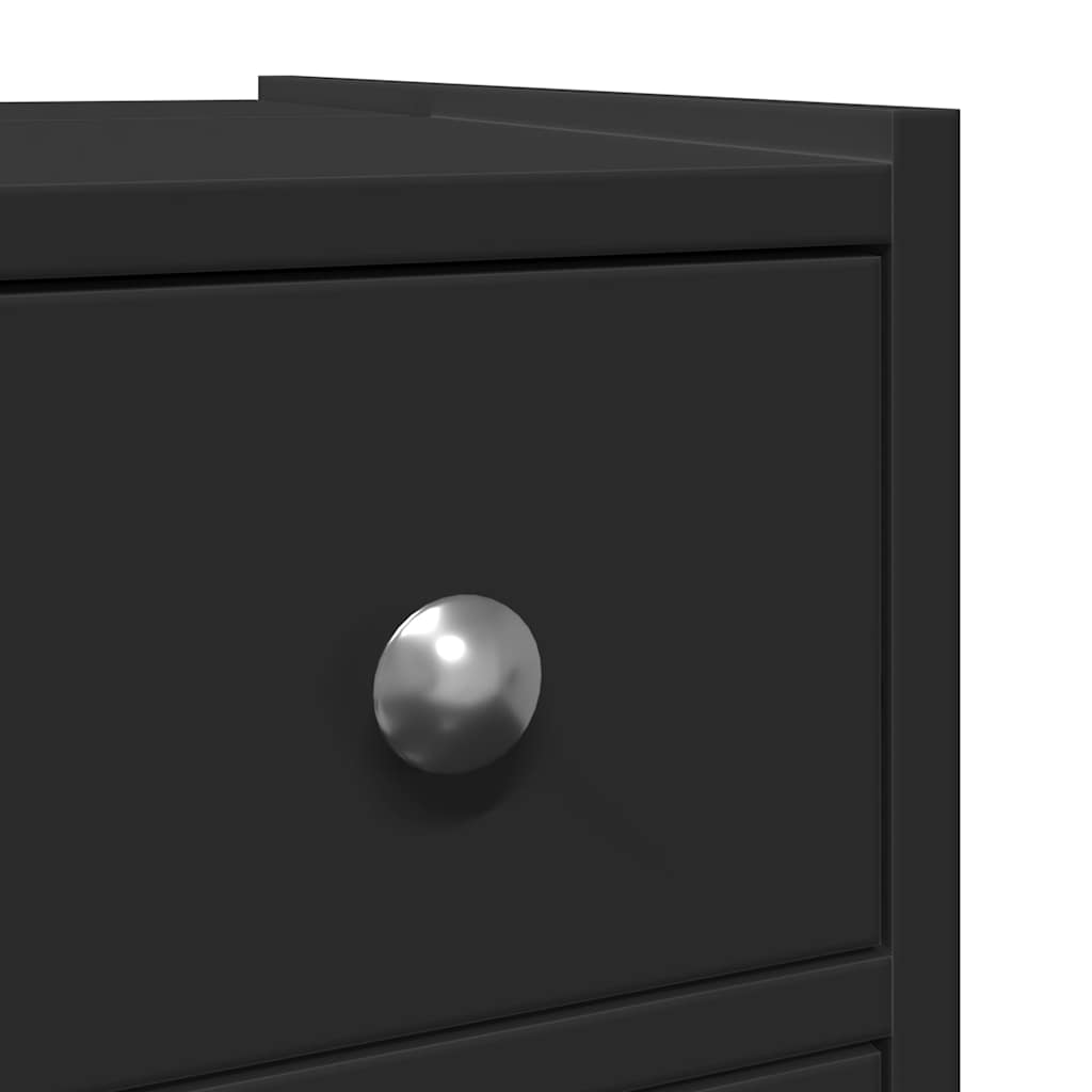 Narrow Bathroom Cabinet with Casters Black Particleboard