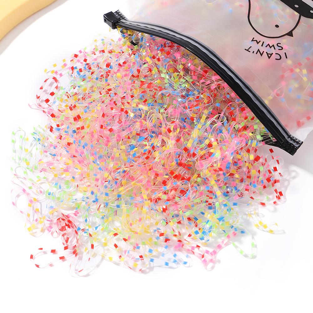 

1000 шт./упак. цветные одноразовые эластичные резинки для волос, резинки для волос для девочек, держатели для хвостиков, аксессуары для волос, резинки для волос