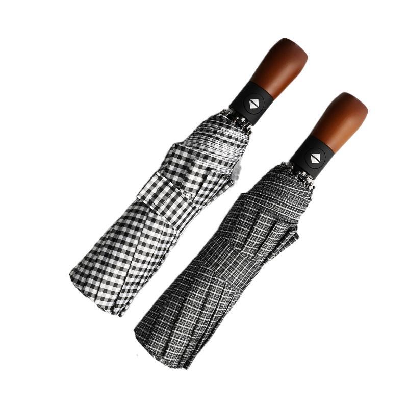 Creative thousand bird grid three-fold eight-bone automatic folding umbrella men's business retro gentleman umbrella advertisement