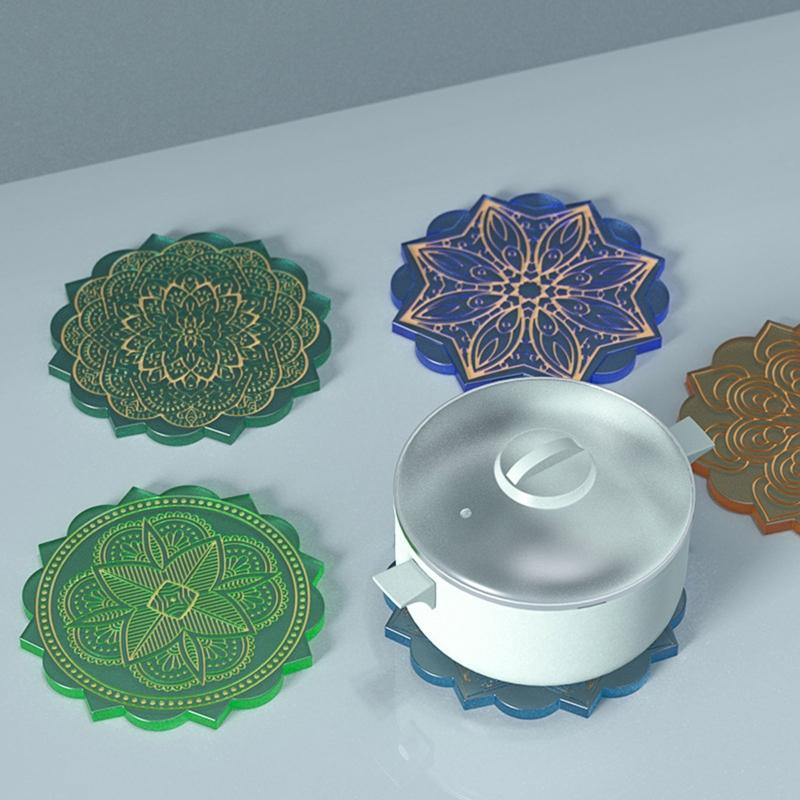 Mandala Diy Homemade Mold Coaster Crystal Dripping for Creative Silicone Mold Crystal Drip Placemat Mold for Diy Craft