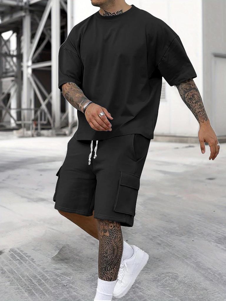Men's Summer 2025 Fashion T-Shirt & Workwear Shorts Casual Sports Set