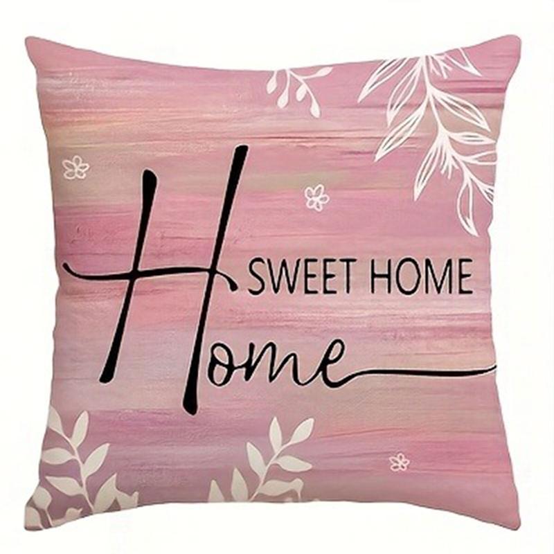 Spring Pink Floral Print Home Decor Pillowcase Bedroom Living Room Sofa Decoration Cushion Cover With Zipper
