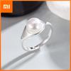 925 Sterling Silver Rings for Women Men Couple Minimalist Handmade Simple Pearl Ring Party Jewelry Gift Prevent Allergy