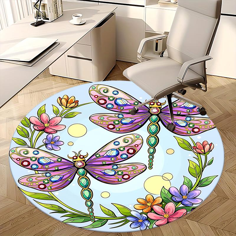 Colorful Dragonfly Office Carpet Chair Mats, Home Decor, Sofa Rug, Office Carpet Gift for Any Room1118150a