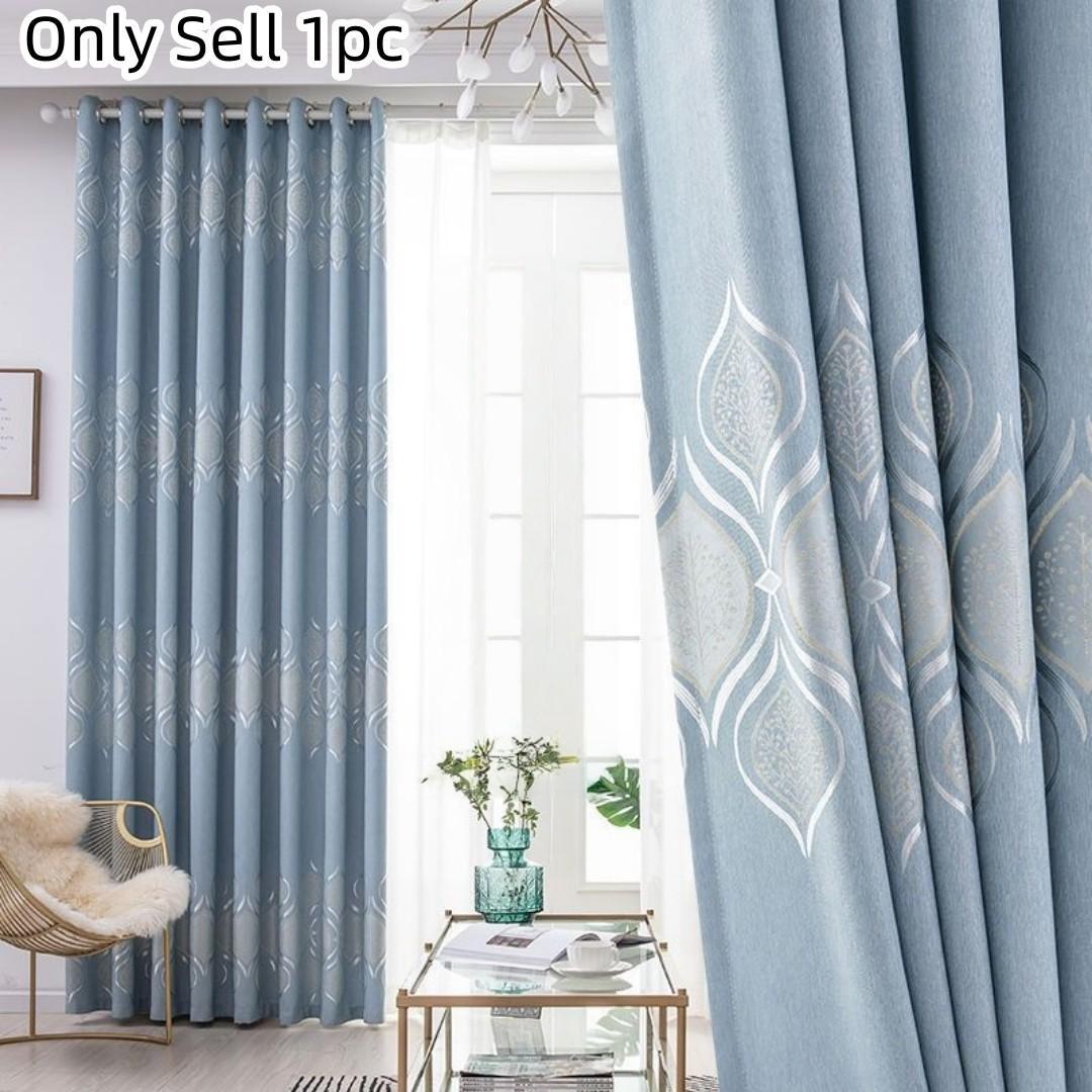 Moderne Minimalistische Dikke Verduisterende Gordijnen met Ringetjes Isolerende Gordijnen voor Woonkamer Huisdecoratie 1pc W132xL183 cm&Hooks tape top&1 panel blauw