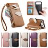 Blatt Umhängetasche Kartenfach Geldbörse Klapp Leder Handyhülle Für iPhone 17 Pro Max 16 Plus 15 14 13 12 Langes Lanyard Tasche Buchhülle