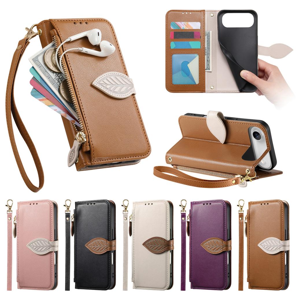Blatt Umhängetasche Kartenfach Geldbörse Klapp Leder Handyhülle Für iPhone 17 Pro Max 16 Plus 15 14 13 12 Langes Lanyard Tasche Buchhülle