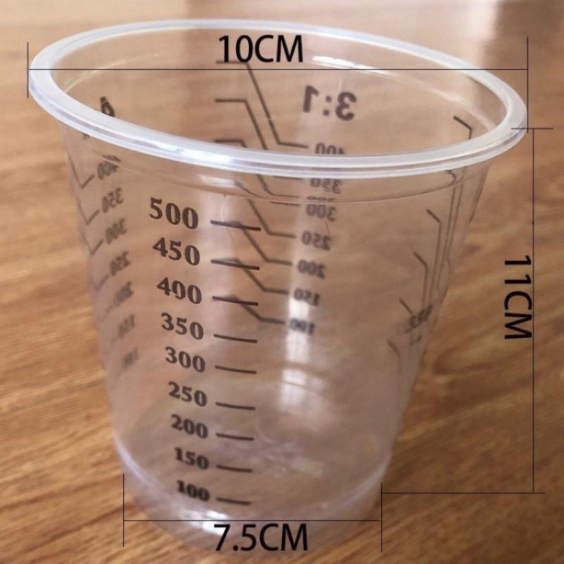 10Pcs 500Ml Disposable Clear Plastic Paint Mixing Cups Mixing Pot Paint Mixing Calibrated Cup