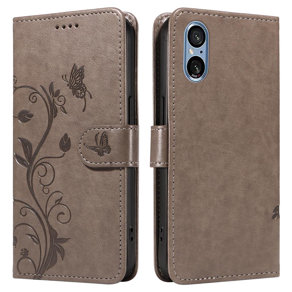 For Sony Xperia 10 VI PU Leather Cases Flower Pattern Wallet Stand Phone Cover with Strap