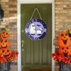 Halloween Ghost Walking Dog Door Sign Wooden Ghost Dog Hanging Doorplate for Front Porch Wall Indoor Outdoor Decor