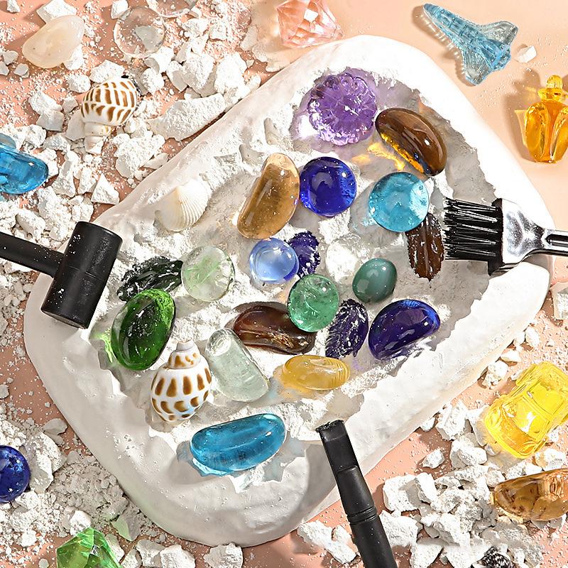 1 Set Digging Gems For Treasures Dinosaur Fossils Mining Treasure Blind Box Children'S Archaeological Excavation Toys