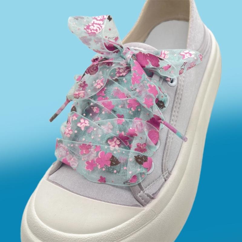 Organza Printed Transparent Shoe Laces For Sneakers Casual Shoes Universal Fit Breathable Lightweight Design