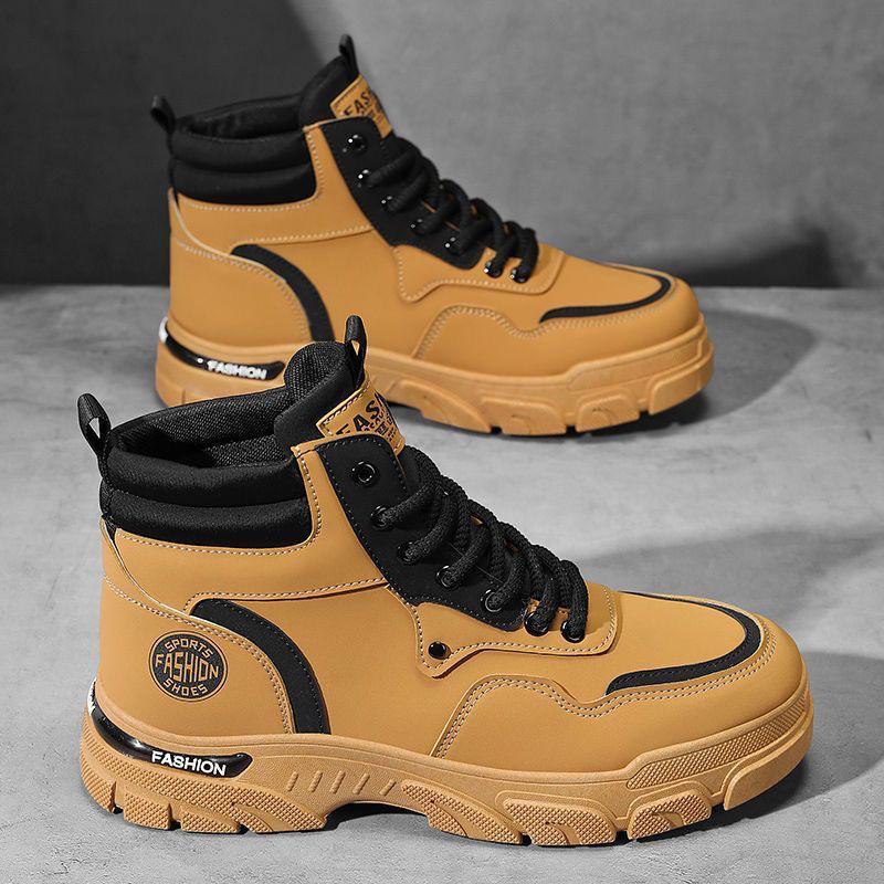 

Мужские неутомительные повседневные кожаные ботинки Martin с круглым носком на толстой подошве single model, 43 коричневый