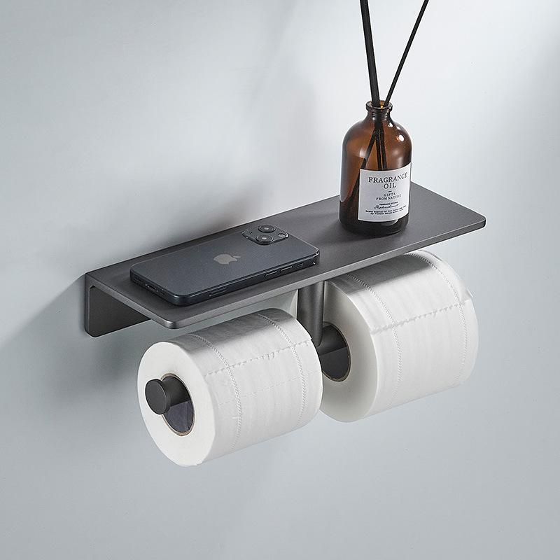 304 Stainless Steel Bathroom Paper Towel Holder Black/Grey Toilet Tissue Holder Wall Mounted Phone Holder Roll Paper Holder