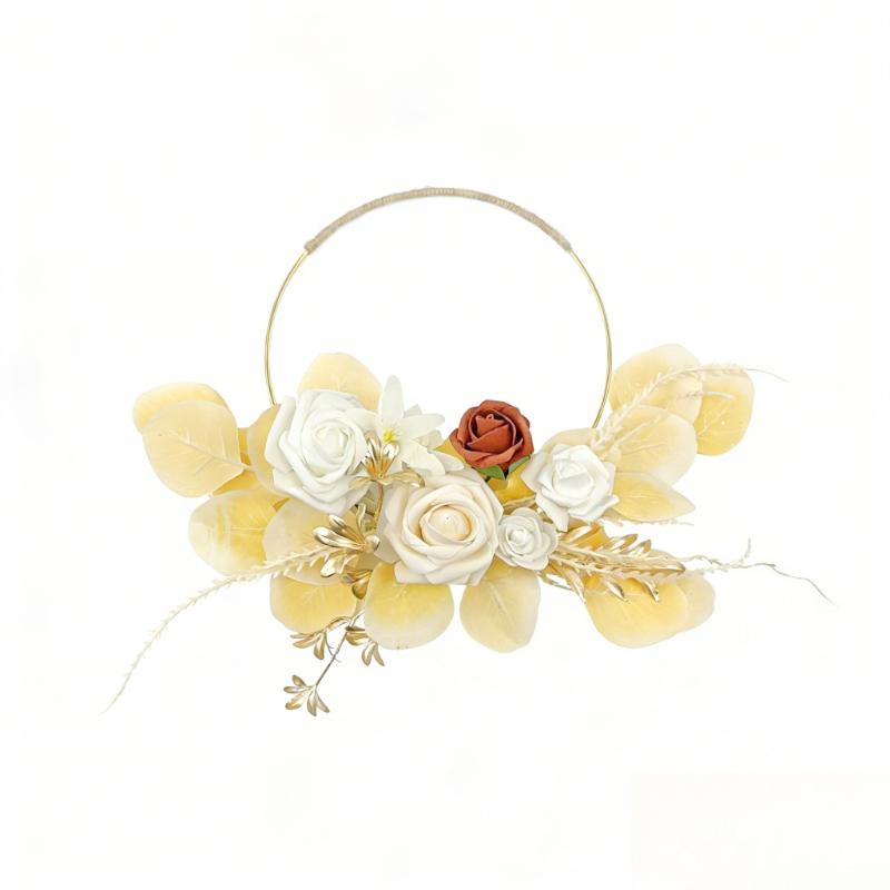 

Wedding Bride Holding Flower Wreath Home Bedroom and Living Room Wall Decoration Bouquet Wedding and Party Accessories Ornaments жёлтый
