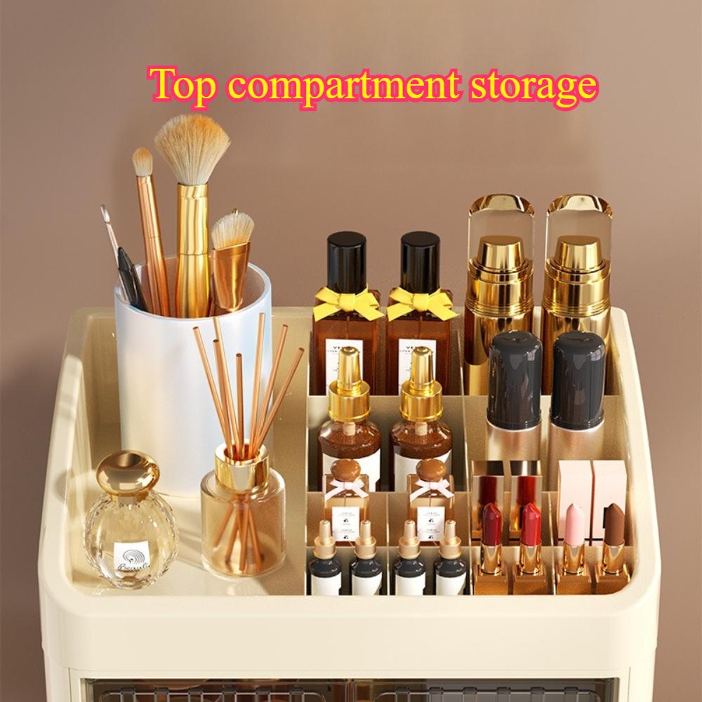 Foldable Storage Box Bedroom Skincare Product Storage Box Simple Cosmetics Storage Rack Double Door White Drawer Storage Box