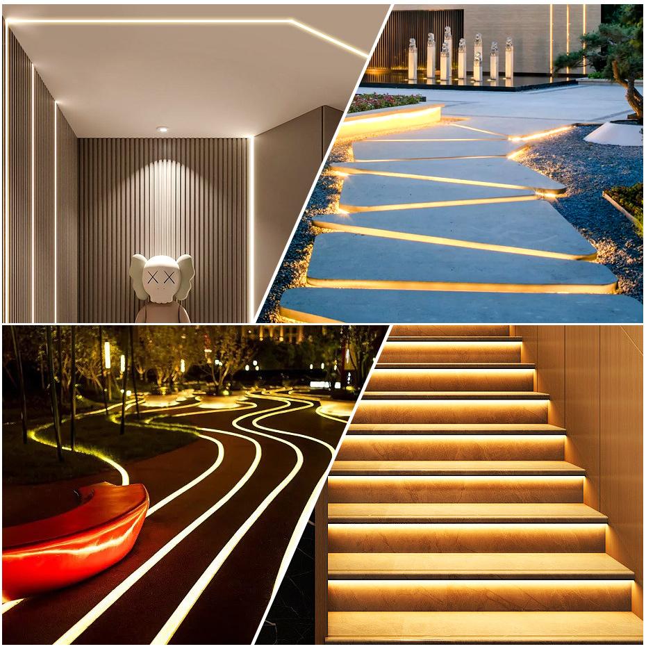 Neonlichter Band Flexibles LED-Neonzeichen Nachtlichtlampe 120 LEDs/m LED-Lichtstreifen 12 V durchdringbare LED-Streifenlampe mit Handfeger-Berührungssensor