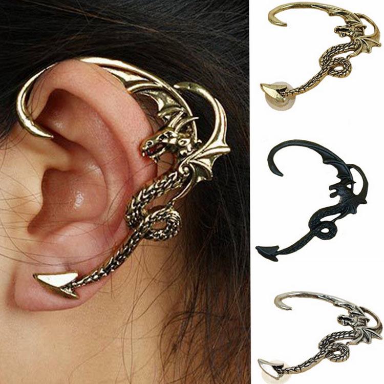Retro Gothic Style Dragon Ear Cuff Earrings