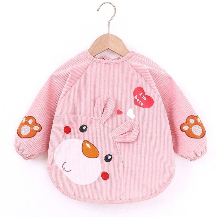 Waterproof Corduroy Baby Coveralls: Stain-Proof Unisex Autumn/Winter Eating Apron & Bib