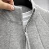 Men's Retro Jacquard Half-Zip Knit Sweater - Casual Solid Color Warm Base Layer
