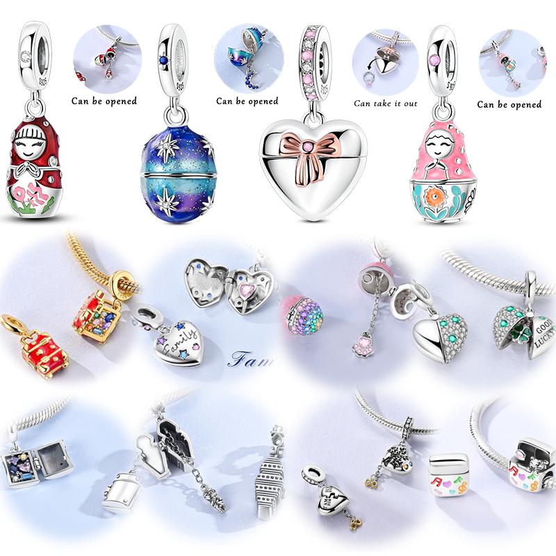 Copper Charm Bead Charms Bead Charms Nesting Doll Suitcase Headphones Safe Pendant Compatible With Authentic Bracelets Necklaces Women Jewellery Do It