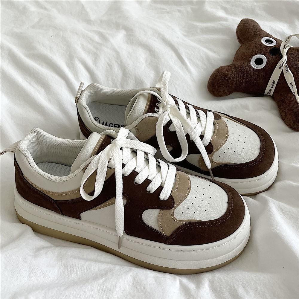 

New Leather Women s Black White Casual Woman Vulcanize Sneakers Leather Sport Walking Running Platform Flats Shoes 35