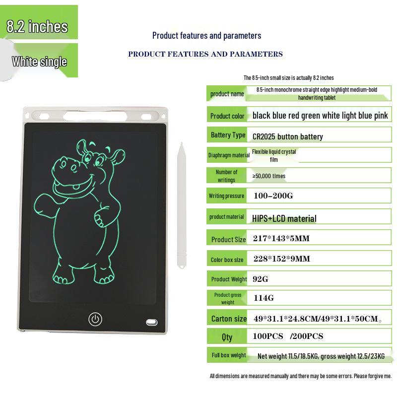 Kids' LCD Drawing Tablet - 6.5/8.5/10/12 Inch with One-Click Clear Screen