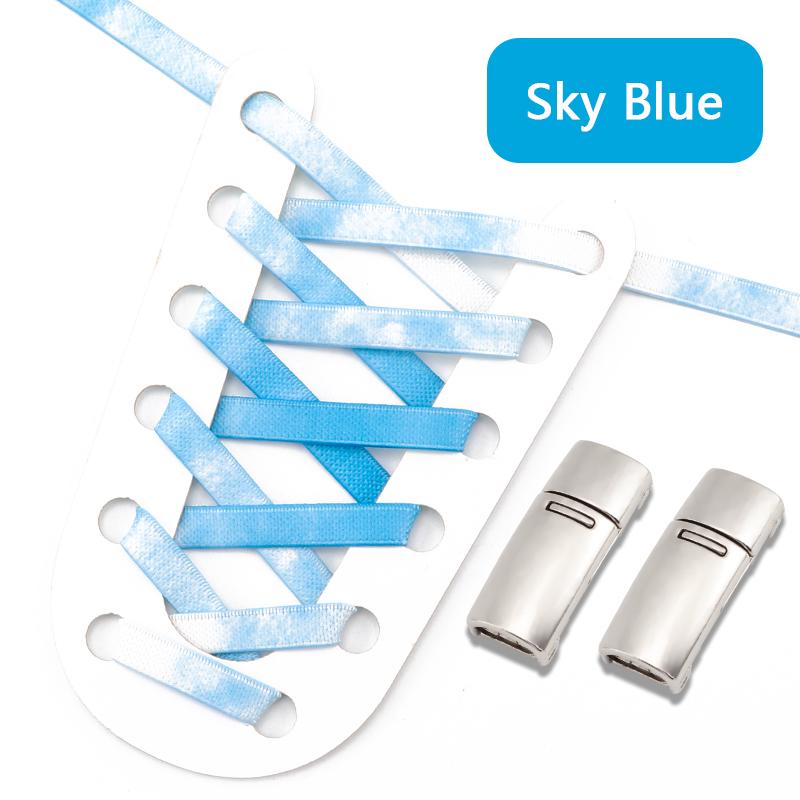 1 Pair No Tie Shoelaces Magnetic Metal Lock Elastic Shoe Laces Colorful Flat Leisure for Men and Women Lazy Shoelace Accessories