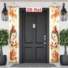 2D Flat, 2pcs Harvest Festival & Thanksgiving Door Banners Suitable for Porch Sign, Welcome Hanging Decor with Cartoon Hedgehog Autumn Forest Design, 