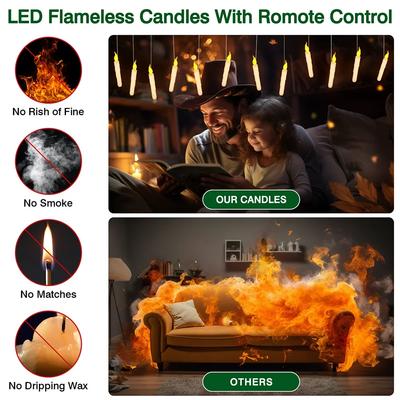 16.5cm LED Taper Candle Lights Flameless Battery Operated Window Candles for Christmas Wedding Churches Birthday Party Decor