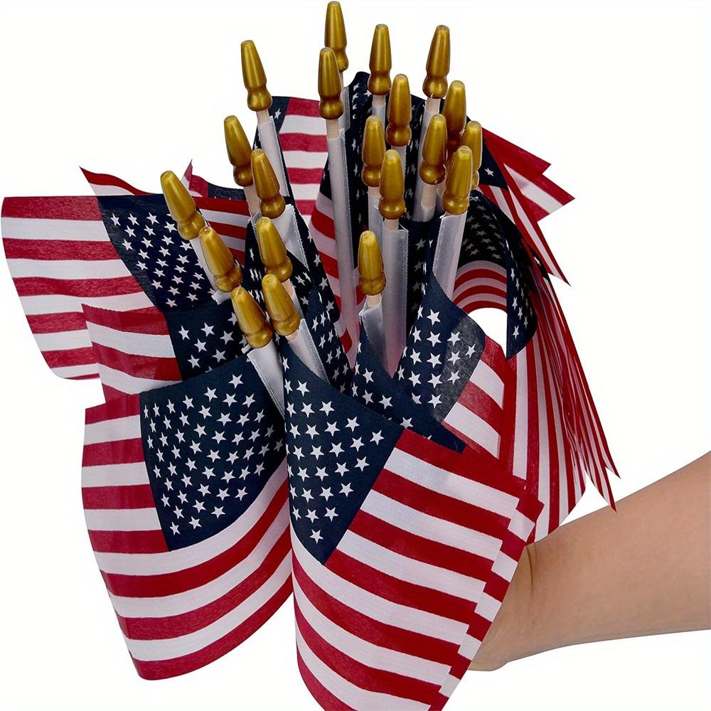 12 Pcs/pack Small American Flags Small US Flags/Mini American Flag On Stick 4x6 Inch US American Hand Held Stick Flags