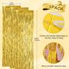 3 Pack 3.3x8.2 Feet Gold Foil Fringe Backdrop Curtains, Tinsel Streamers, Fringe Backdrop for 2025 New Years Eve, Graduation, Birthday, Baby Shower,