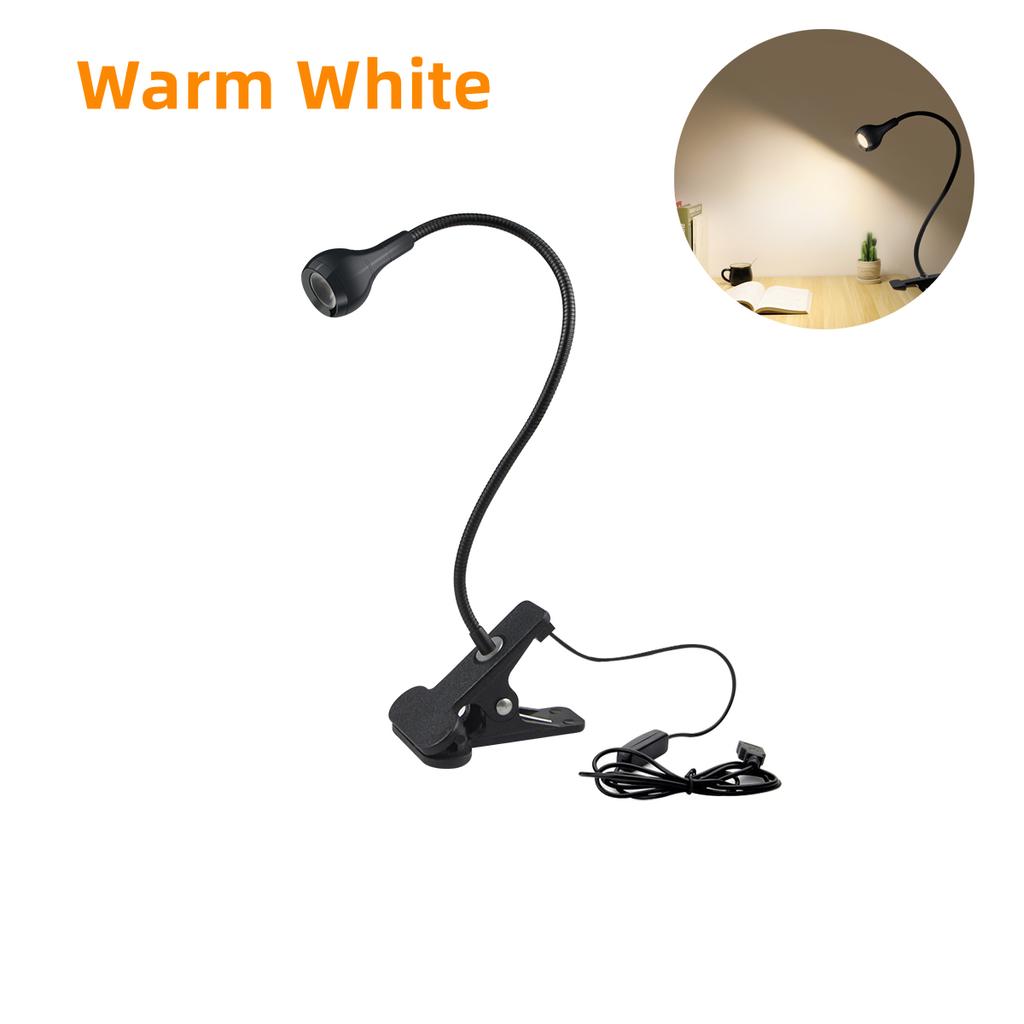 1W USB LED Reading Clip Desk Lamp for Children's Study Small Table Lamps Press Switch 360° Free Bending Eye Friendly Home Lights