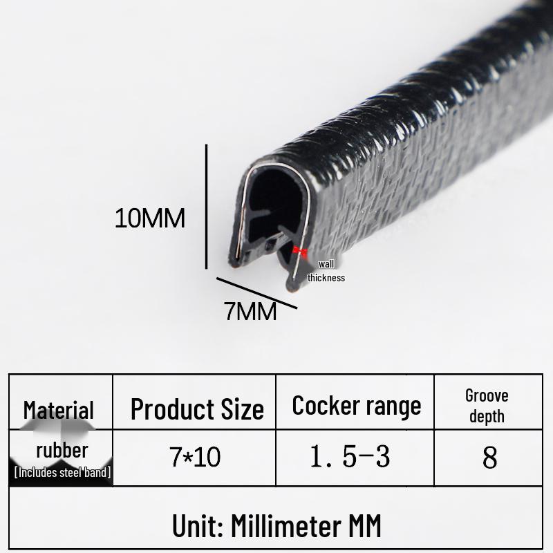 Gumové lištování ve tvaru U: Protiřezná, vodotěsná těsnicí lišta pro ochranu plechu a skla
