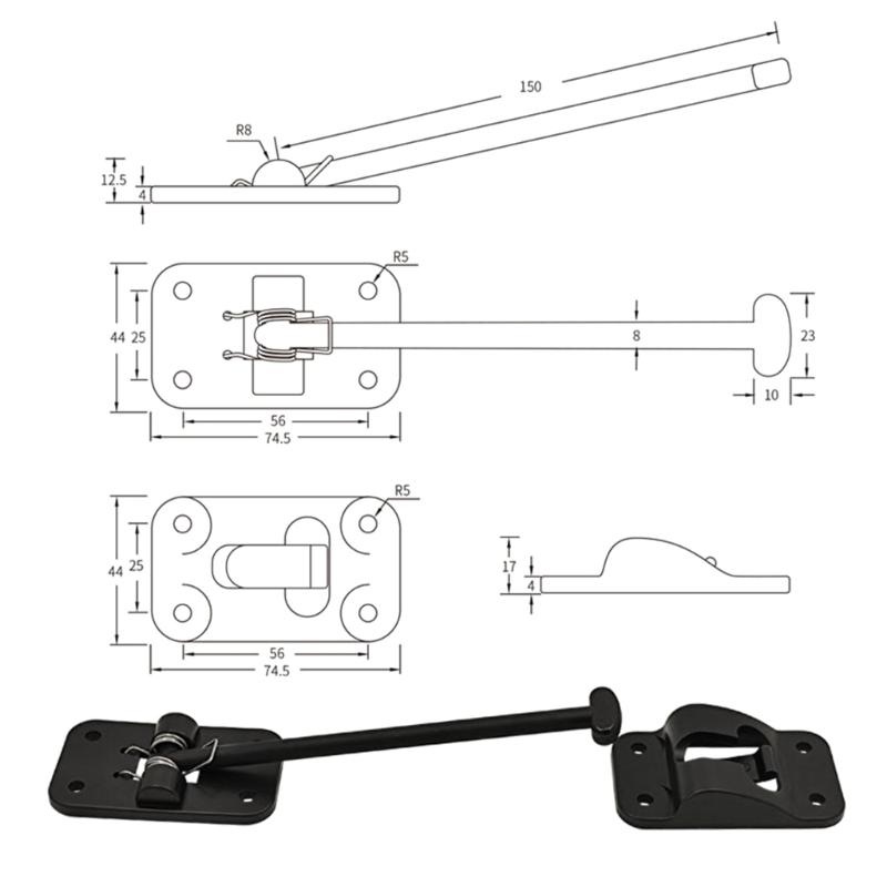 T-Stil Türriegel Halter Fang 6" Kunststoff Eingangstür Fangriegel Halter für Anhänger Wohnwagen Türhaltehaken