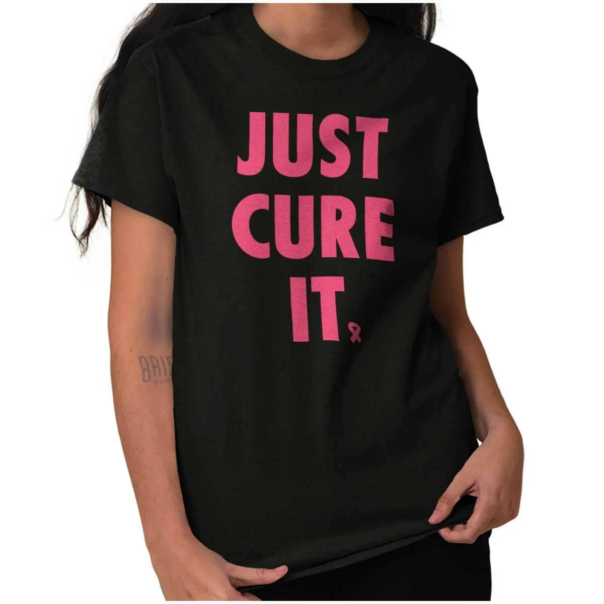 Just Cure It Fight Breast Cancer Awareness Womens or Mens Crewneck T Shirt Tee S