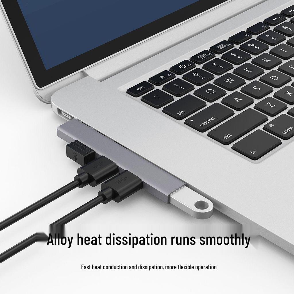 Cross-Border USB-C Aluminum 4-Port USB 3.0 Splitter Hub with Side Insert Design