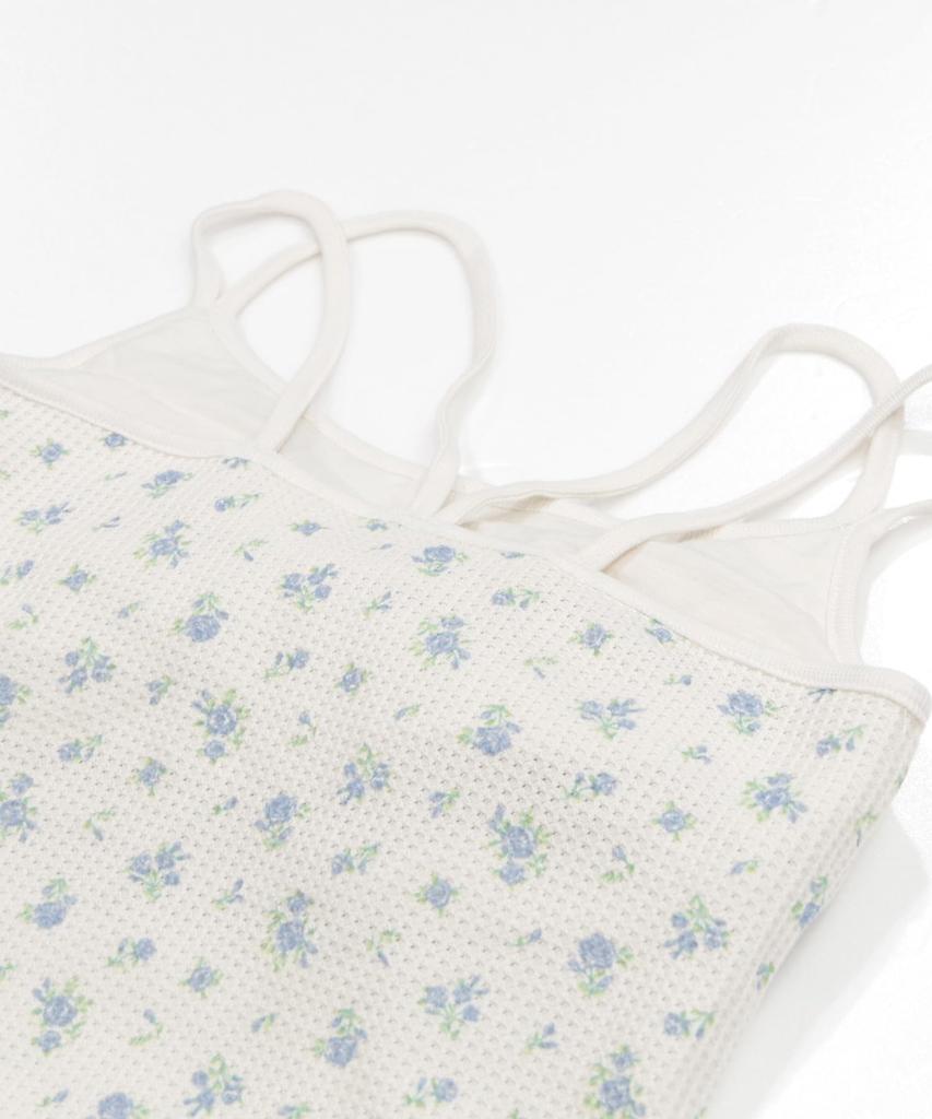 Morgan Waffle Flower Camisole Frill Shorts Sax J.E. & 3-Piece Set,