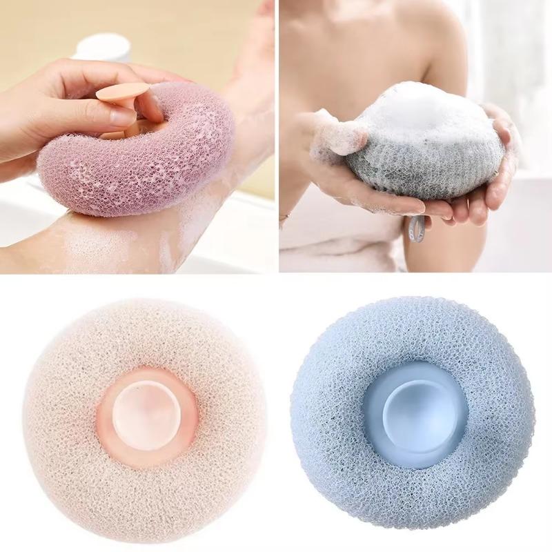 1pc/4pcs Circular Shower for Massage Mesh Bath Sponge Ball with Suction Cup Body Shower Cleaner Massage Bubbler Bathroom Tools