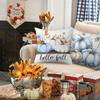 Hello Fall Blue Pumpkin Floral Leaf Autumn Pillow Covers 4Pcs Bedding Suitable For Bed Sofa Bedroom