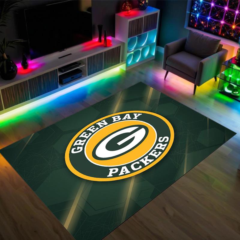 Tappeto in Velluto Cristallo Design Green Bay Packers Accogliente Non?Tappeto Stampato Antiscivolo per Camera da Letto Soggiorno Ingresso