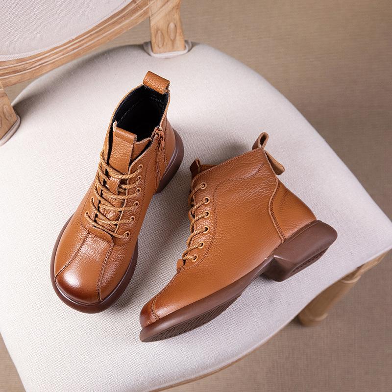 

Короткие ботинки женские ретро одинарные ботинки мягкая подошва мягкая кожа универсальные дышащие кожаные женские ботинки 38