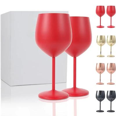 Stainless Steel Wine Glasses 18oz Large Capacity Wine Goblets Unbreakable Rose Gold Wine Glassware KTV Bar Party Cocktail Glass